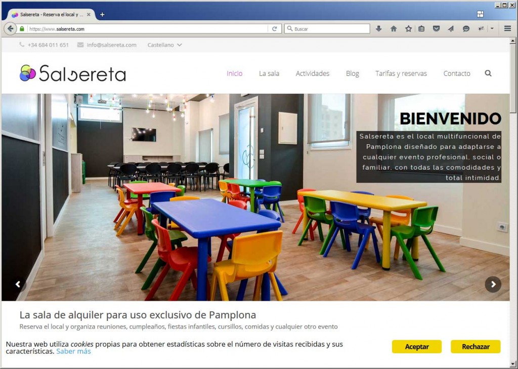 Mensaje de aviso de cookies